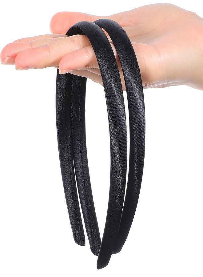 Qulkws 2 Pcs Soft Satin Headband, Black Velvet Padded Headbands, Fashion Elastic Solid Hairband for Women Cosplay Holiday Halloween Crafts Gifts - Image 4